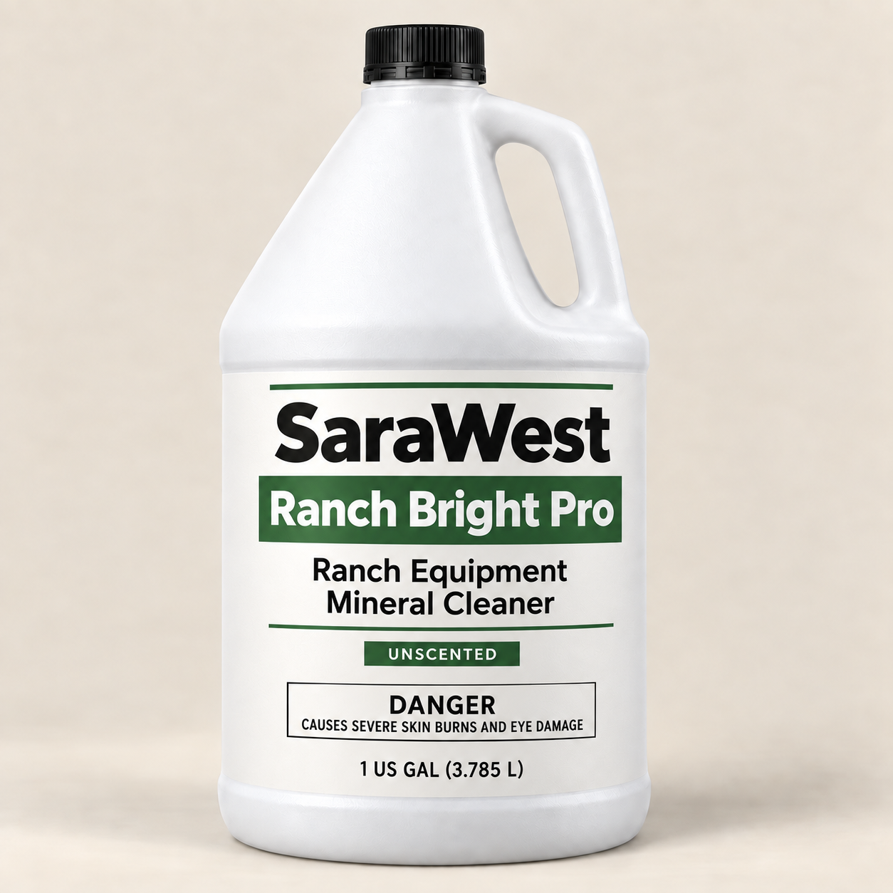 SaraWest Ranch Bright Pro one-gallon farm and equipment mineral cleaner