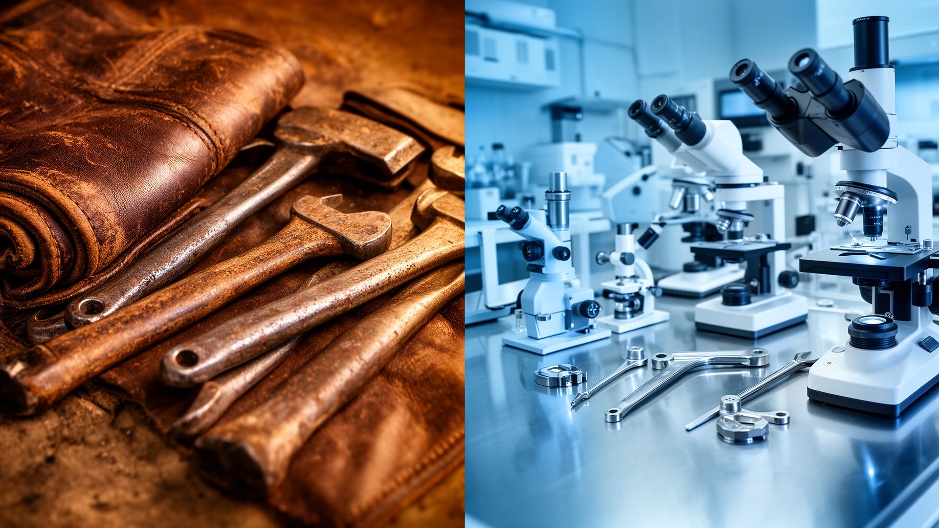 Heritage leather tools transitioning to modern lab